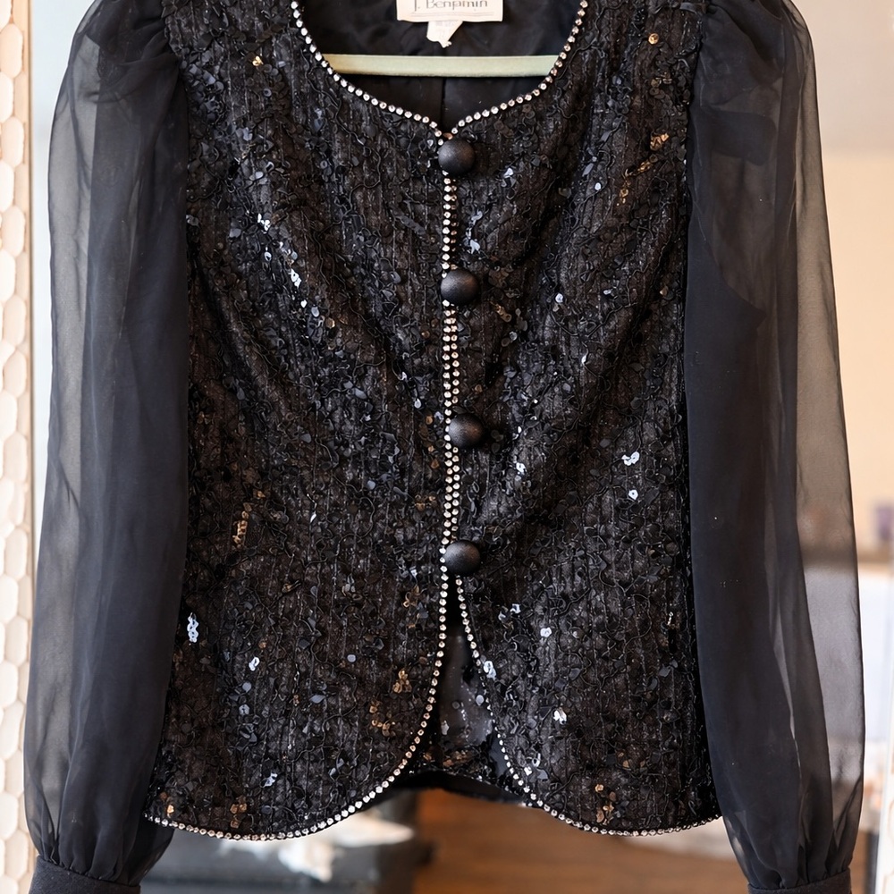 Elegant Black Sequin Top